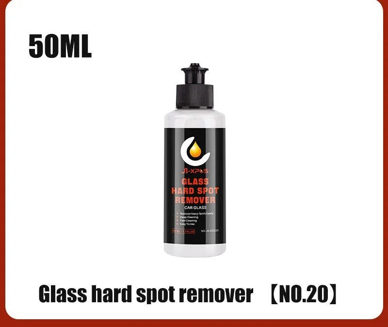 Tube of glass oil film remover cleaning cream for car and window decontamination.