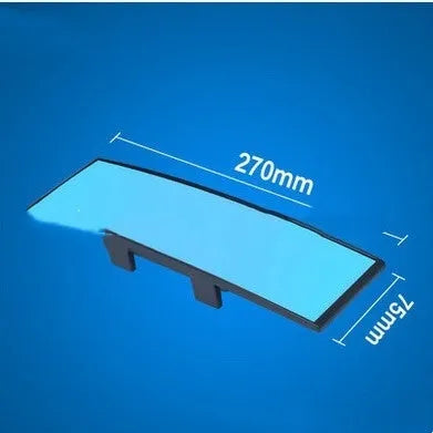 Curved blue anti-glare rearview mirror for cars with snap-on fitting, 270mm wide