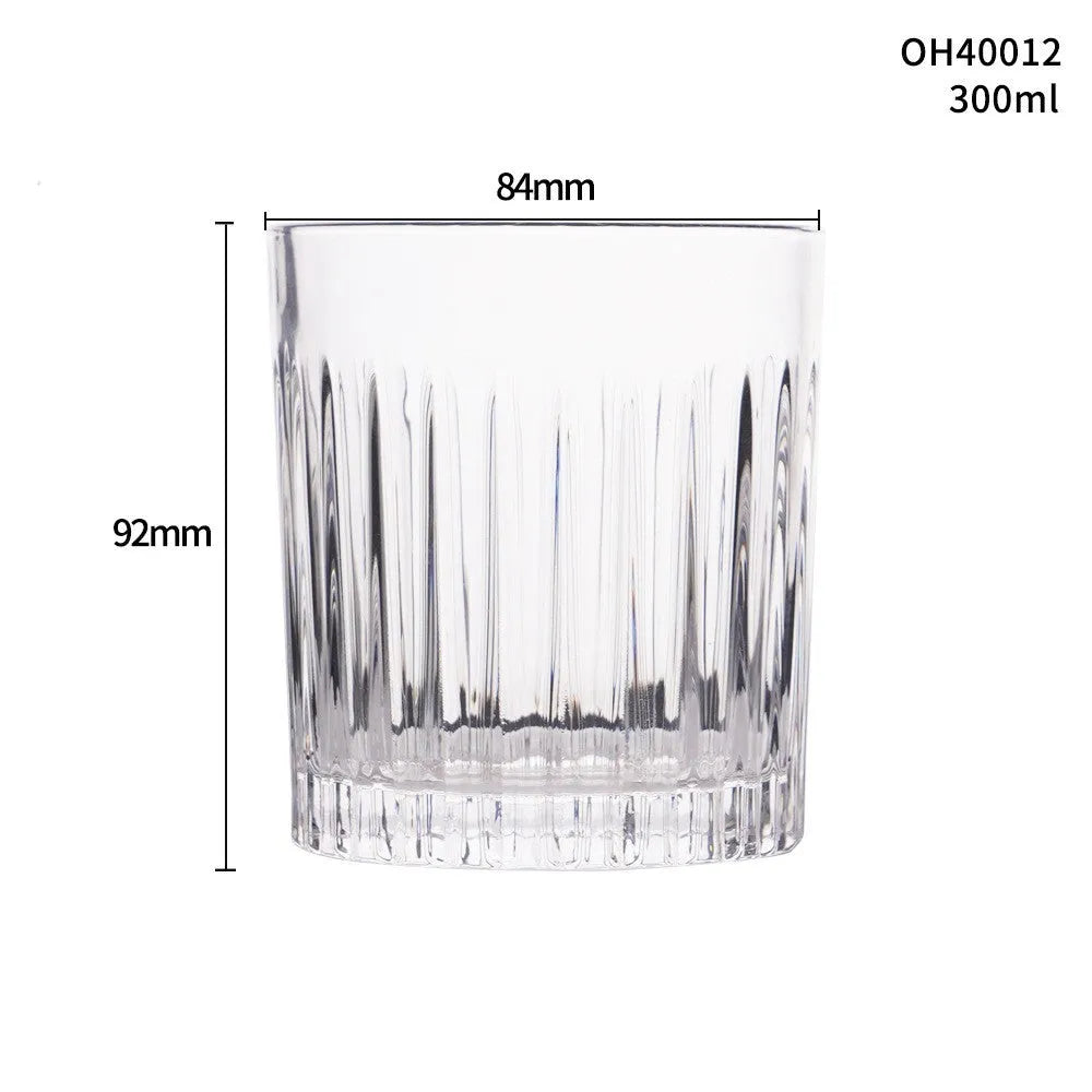 Thick bottom whiskey shot glass in glass construction with 301-400ml capacity showing colour options