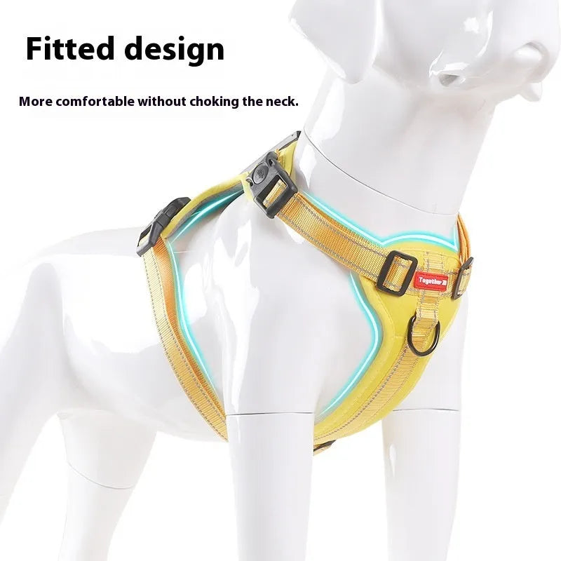 Adjustable polyester dog chest harness in multiple colours and sizes for walking control