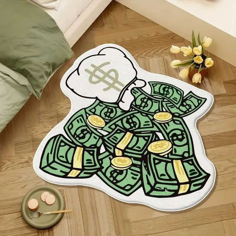Non-slip absorbent polyester bathroom floor mat with cartoon cat design, 40x60cm