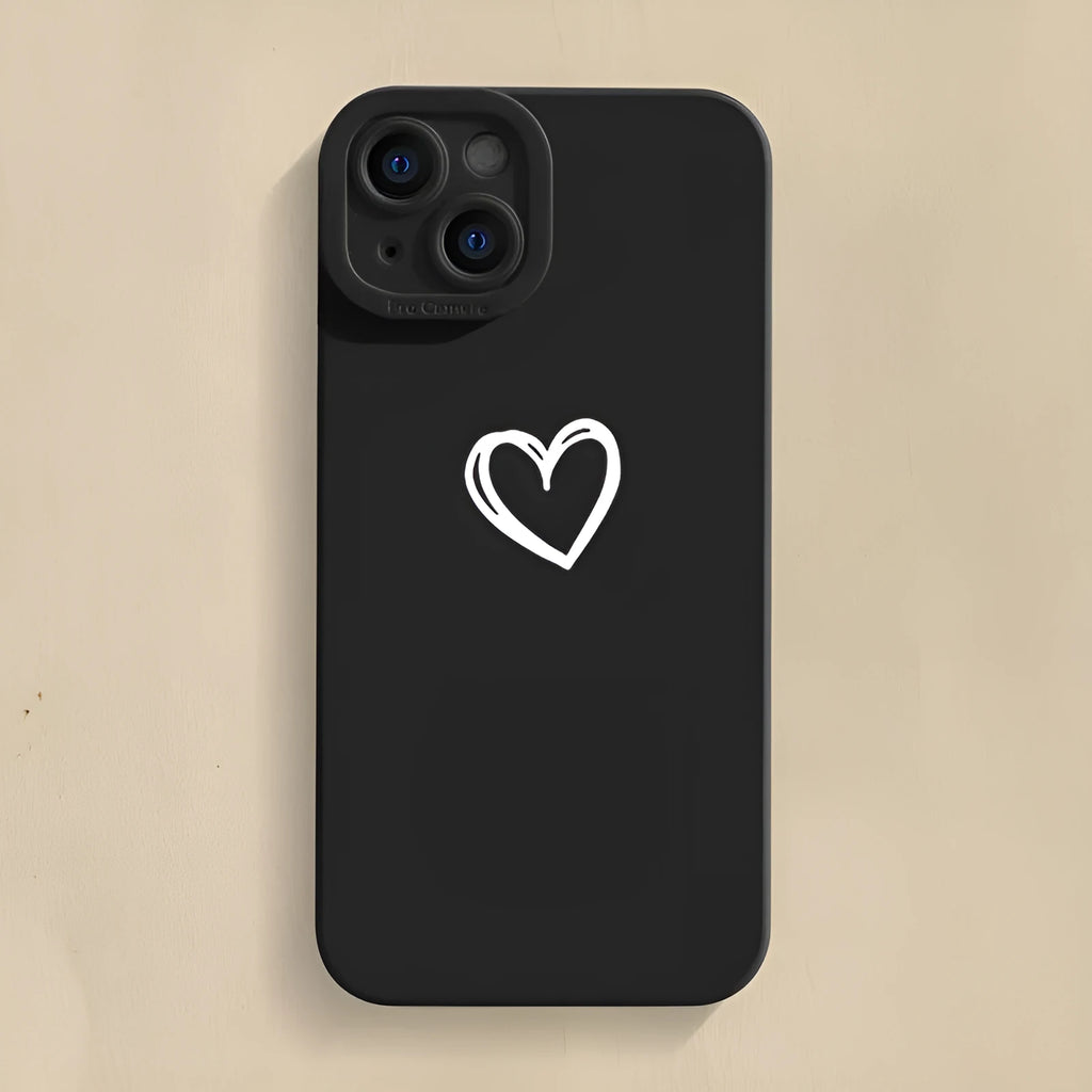 Soft silicone phone case for iPhone, Cat's Eye black with simple-love pattern