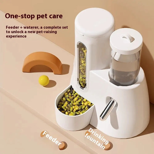 Automatic hamster drinking water feeder with integrated food basin in blue colour