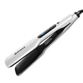Steam spray hair straightener with 45mm ceramic plate, white, digital display, adjustable temperature