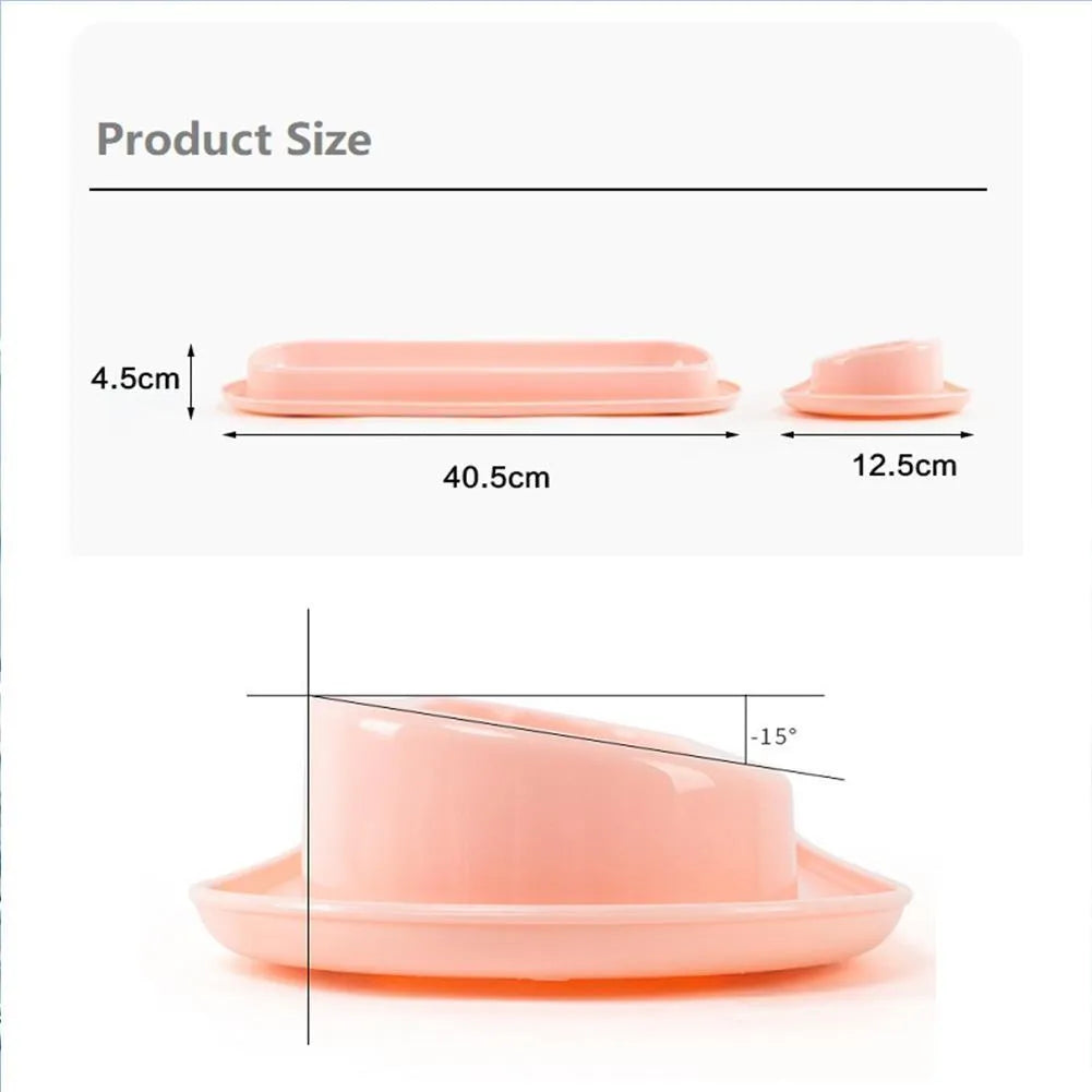 Green pink yellow pet food water feeder with stainless steel bowls and leakproof silicone mat