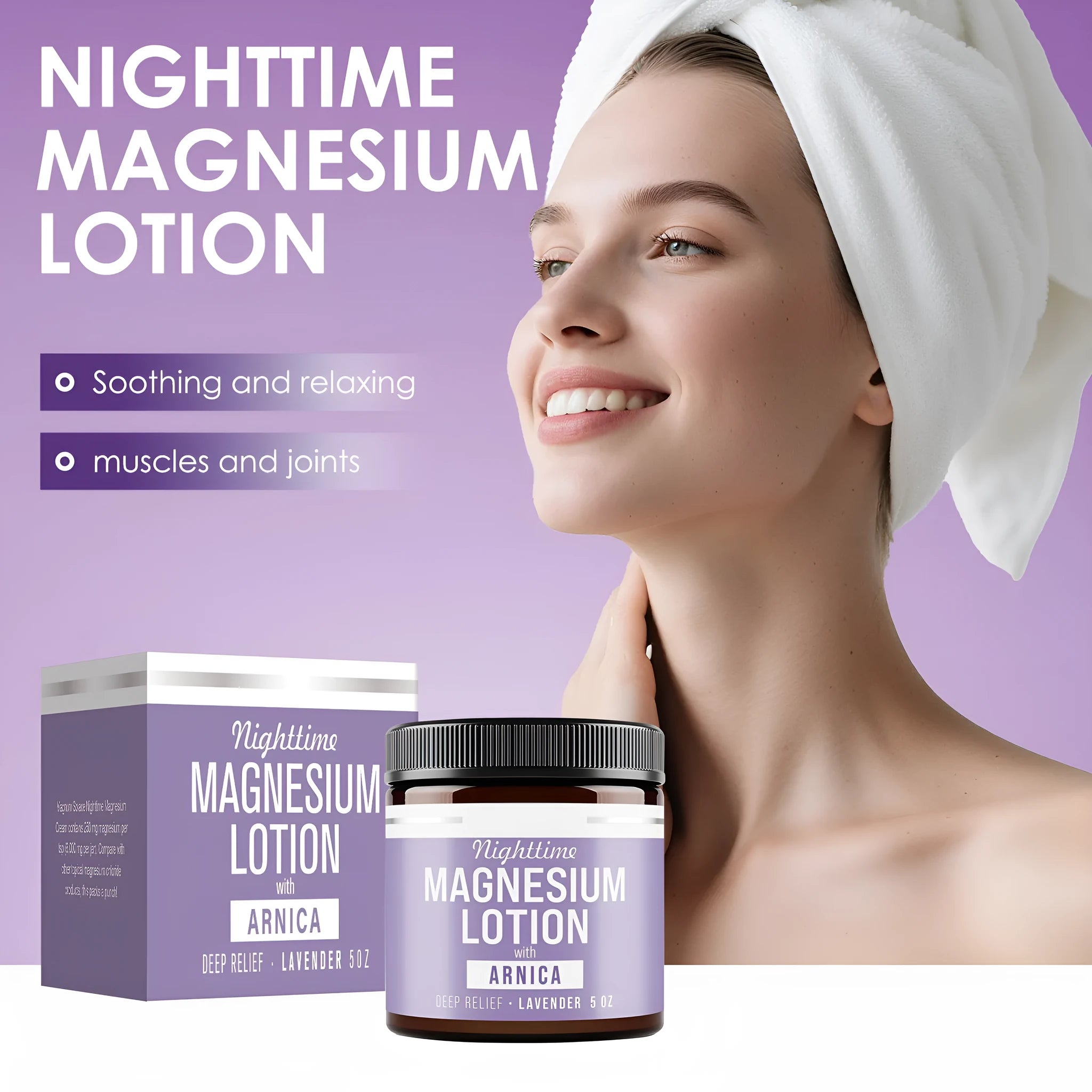 Jar of magnesium body butter cream, 150ml, for skin moisturisation and soothing relief.