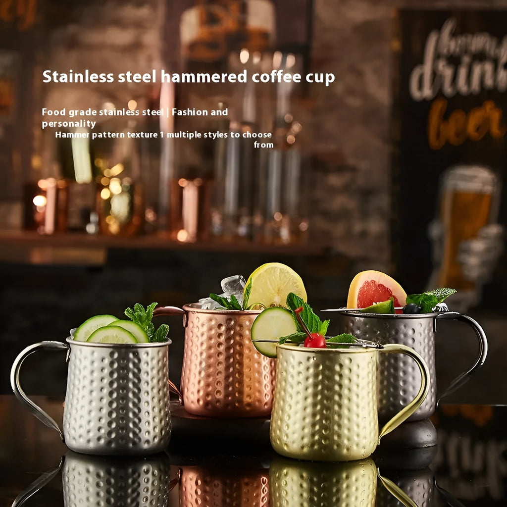 Stainless steel Moscow Mule cup with copper interior in silver, gold, rose gold or black colours