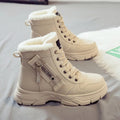Women's plus size tall snow boots with lace-up front and fleece lining