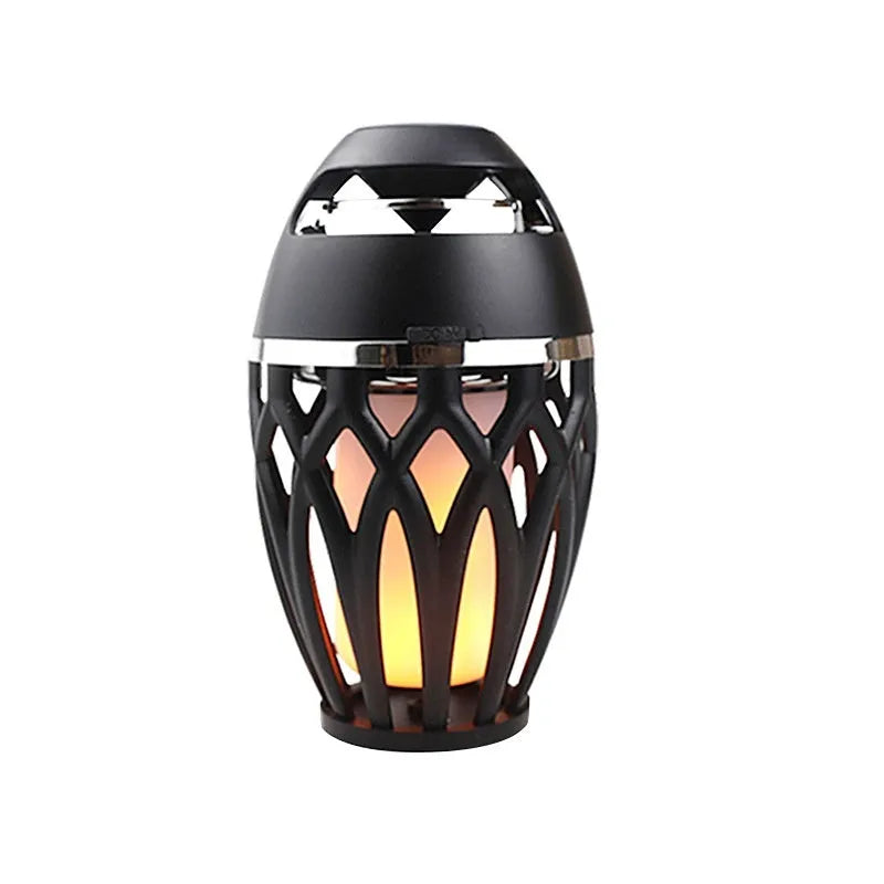 Black Bluetooth Flame Light Speaker with LED torch effect and USB cable