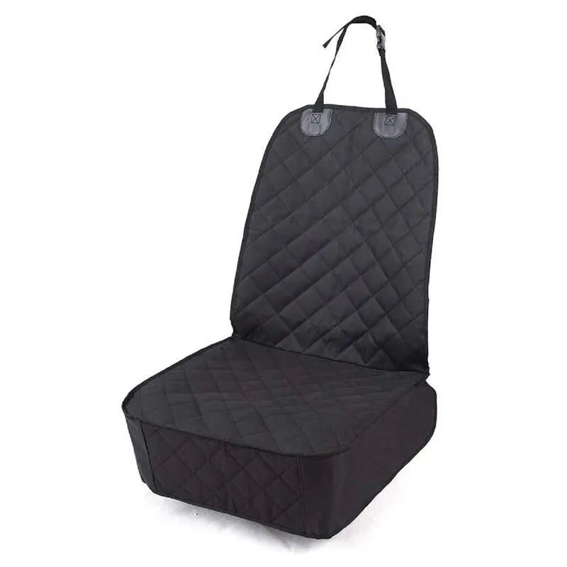 Oxford cloth pet car cushion in black on a vehicle co-pilot seat