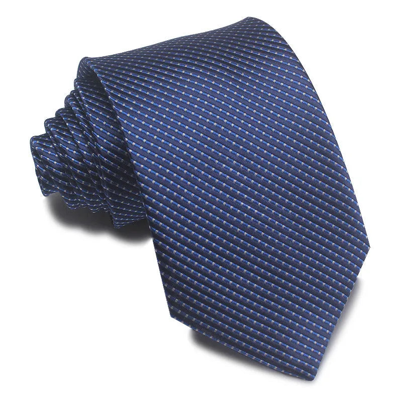 8cm wide polyester jacquard business tie with striped pattern in various colour options