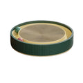 Large green circular cat scratching board with spring plush ball and moving bell toys