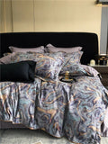 Long-staple cotton printed four-piece bedding set with geometric pattern, sanded fabric, digital print, European classical style