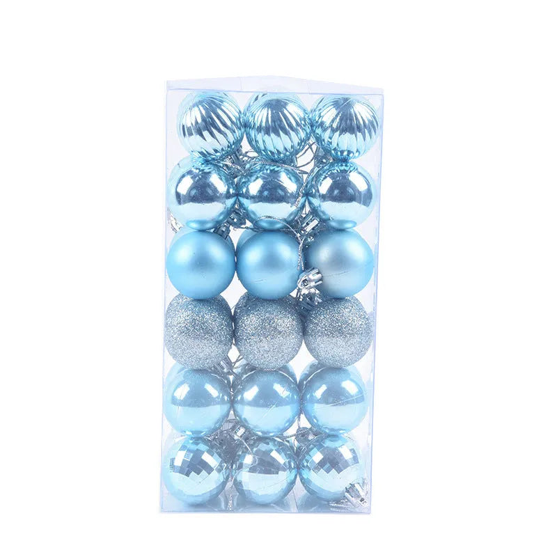 36 assorted Christmas balls in a whole box, each 4cm diameter, multicolour