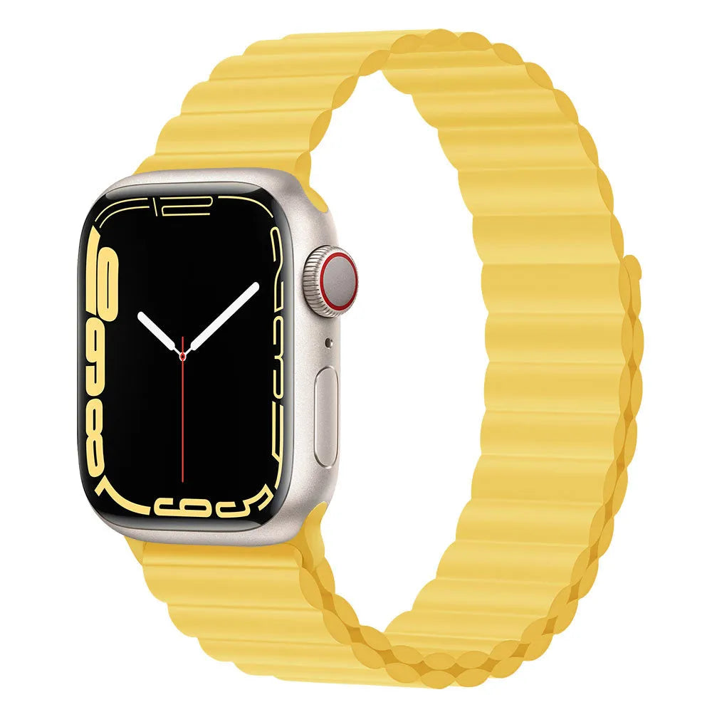 Silicone loop magnetic watch strap in starlight colour compatible with Apple Watch 38mm