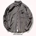 Japanese Hong Kong style loose fit corduroy shirt in caramel colour with cardigan design