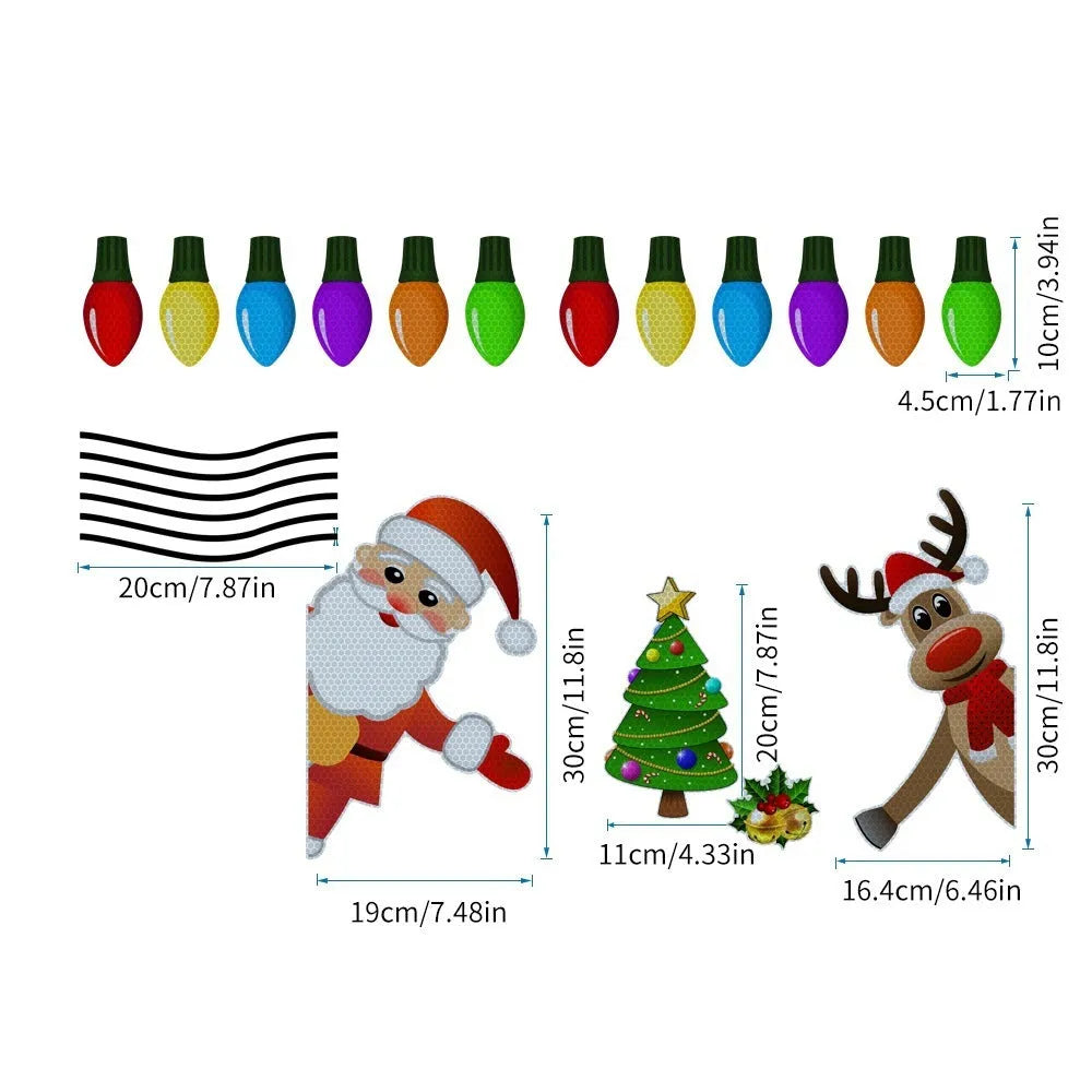 Medium reflective cartoon Christmas elk magnetic car decoration sticker in colour RFM025.