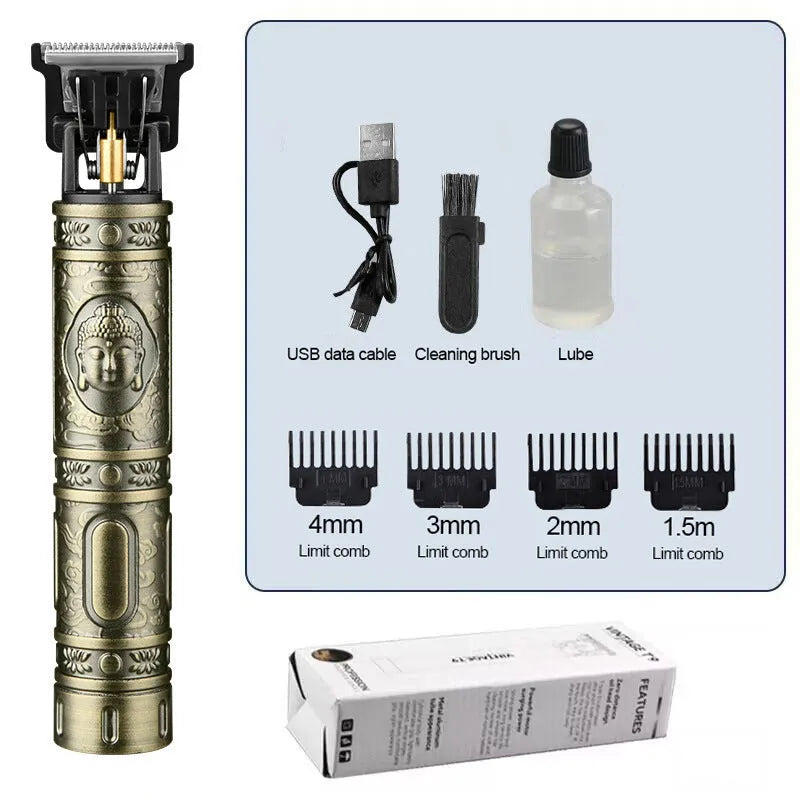 Rechargeable electric hair clipper with plastic body and washable blade in black finish