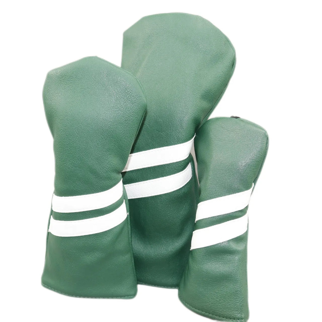 Golf wood club head cover with two oblique stripes, shown in blue, with size options large, medium, and small.