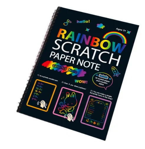 Children's large format scratch art paper with colourful puzzle design and scraper tool