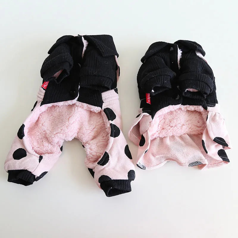 Pet couple outfit set with lapel shoulder straps in cloth material, available in sizes XS through XL