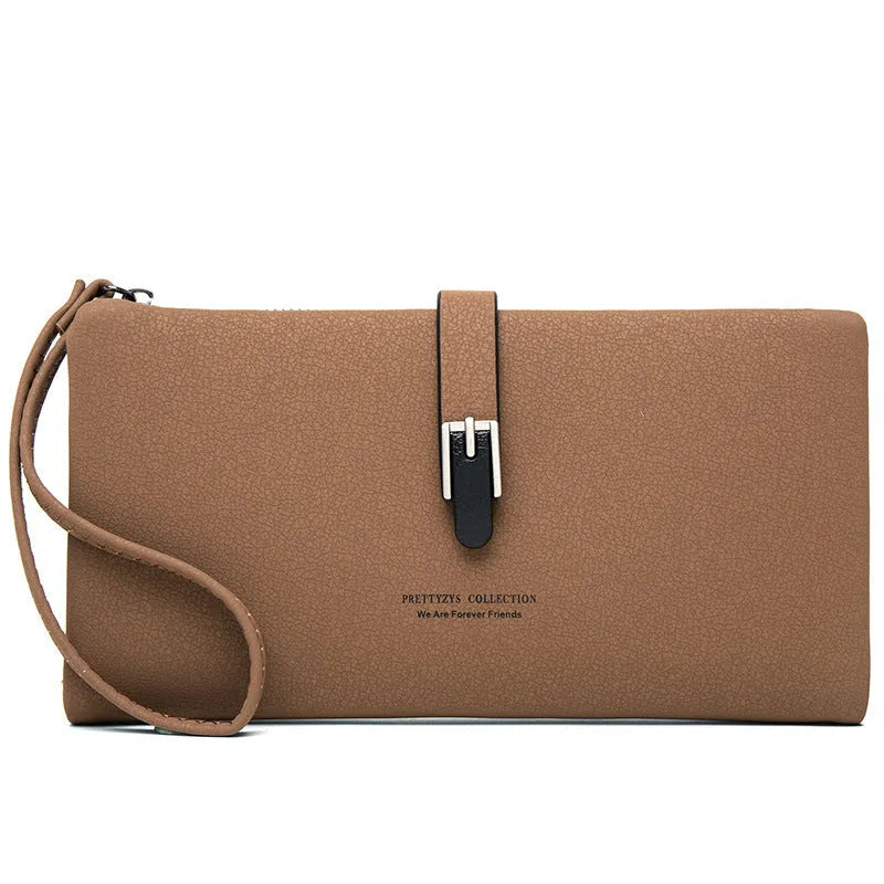 Long women's wallet simple clutch in PU leather solid colour 19.5 x 11 x 2.5 cm with coin purse