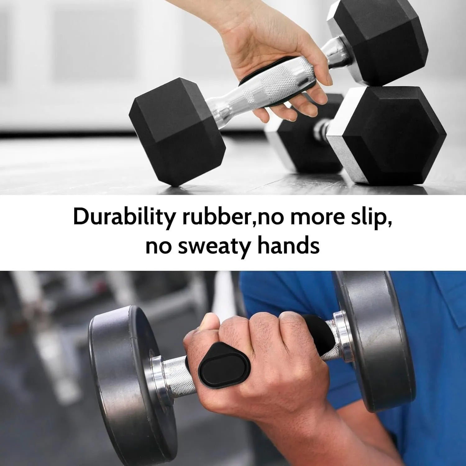 Anti-slip grip strengthener for dumbbell lifting in gray color
