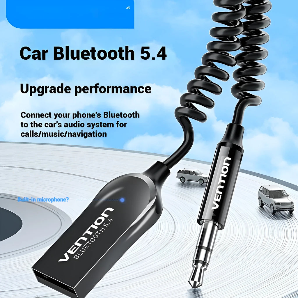 USB car Bluetooth audio receiver with zinc alloy USB connector and 3.5mm plug for older car stereo systems