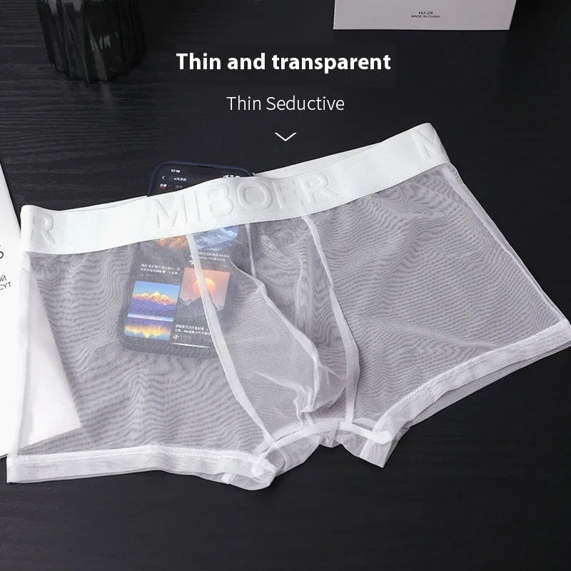 Men's thin invisible breathable boxer shorts in quick-drying polyester fabric