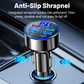 Six-in-one multi-port digital display car charger with 4 USB and 2 PD ports black 27W