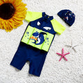 One-piece buoyancy swimsuit with sun protection in a Korean style plaid pattern.