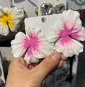 Pastoral style alloy flower stud earrings with oil-spot glaze finish in blue, green, purple and rose colour variations
