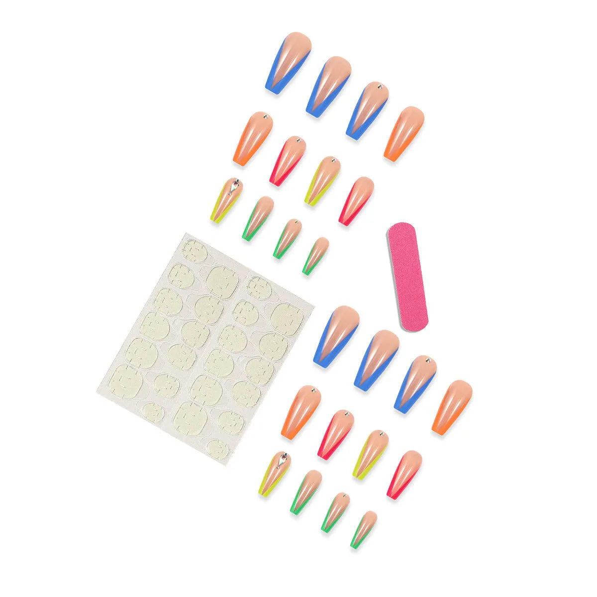 Detachable artificial nail tips in diamond colour French style with cartoon, love and cross heart decorative patterns