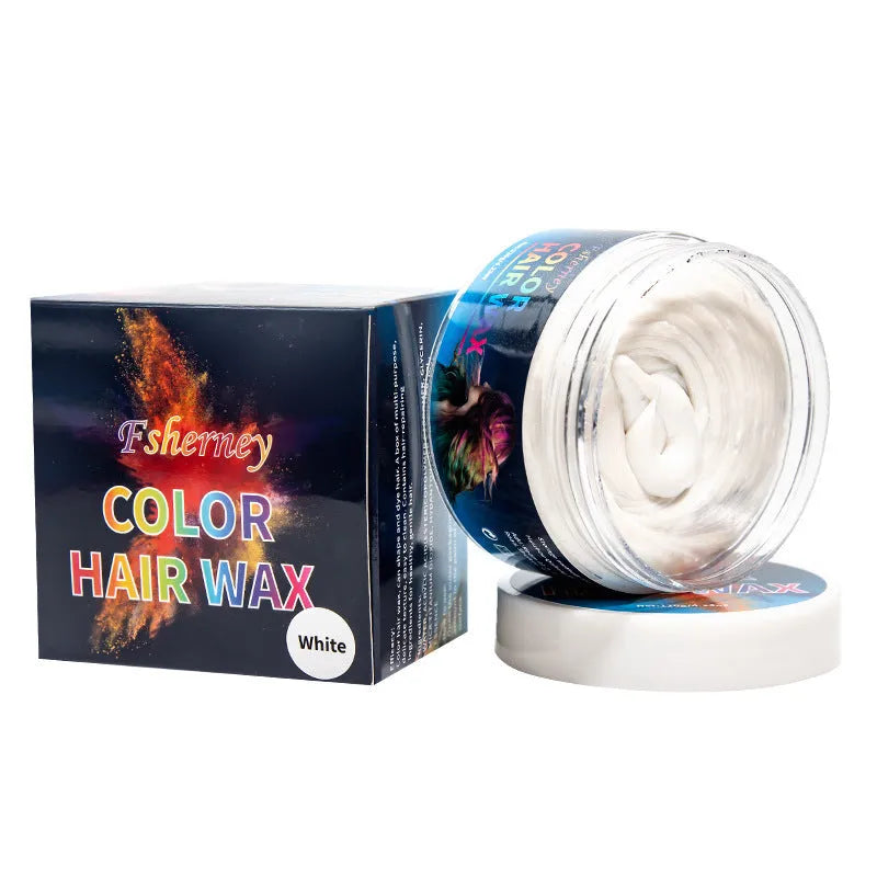 120g hair styling clay container showing colour options including granny grey