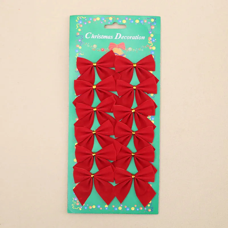 5 cm polyester Christmas bow in red gold and silver colours for tree decorating
