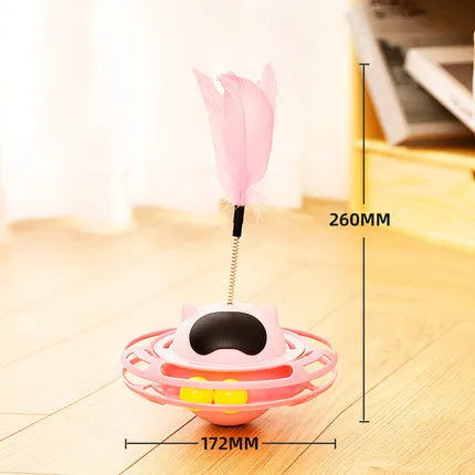 Pink cat rotating tumbler toy with self-play mechanical spinning action