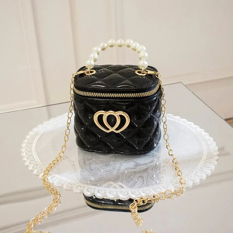 Transparent PVC jelly bucket handbag with heart pattern in multiple colour options