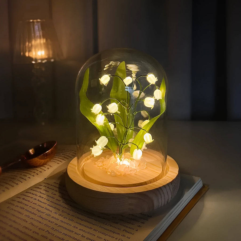Lily small night lamp decoration handicraft DIY material kit green flower shape European style battery powered