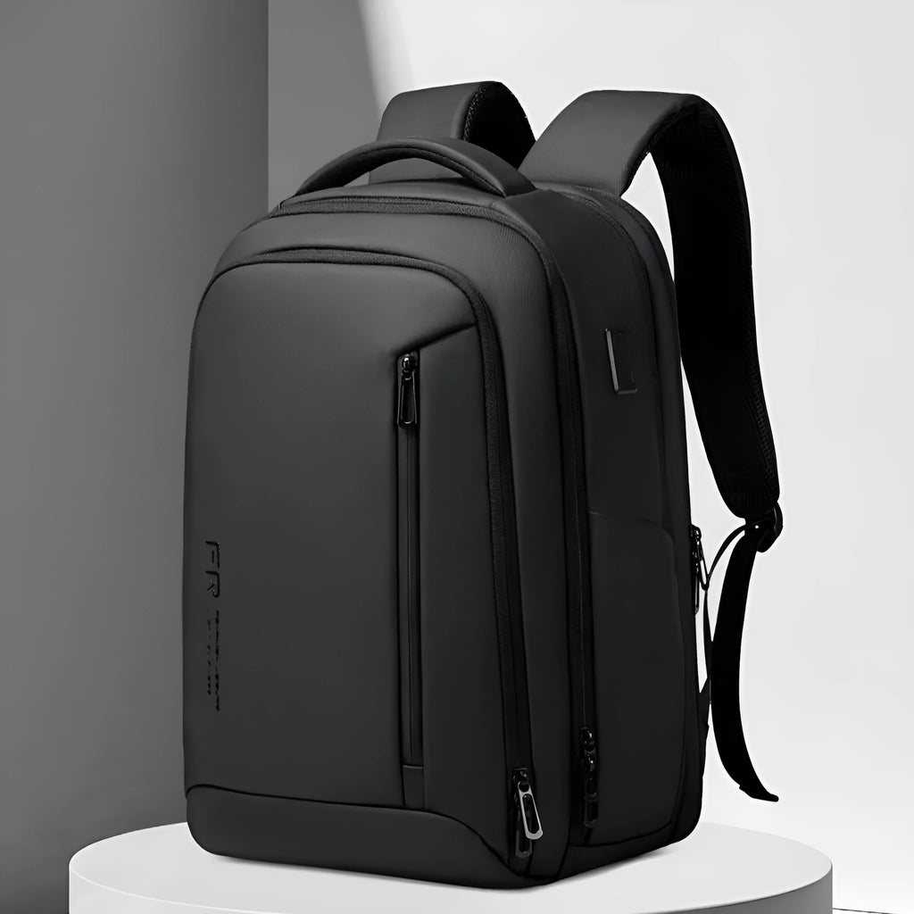 Black Urban Simplicity Oxford cloth waterproof business computer bag with sewing detail, 20-35L capacity