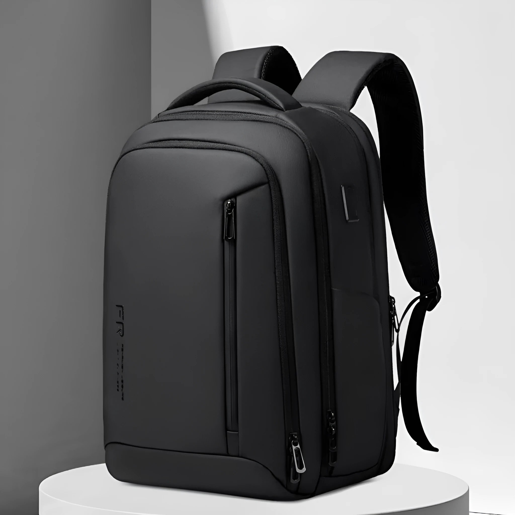 Black Urban Simplicity Oxford cloth waterproof business computer bag with sewing detail, 20-35L capacity