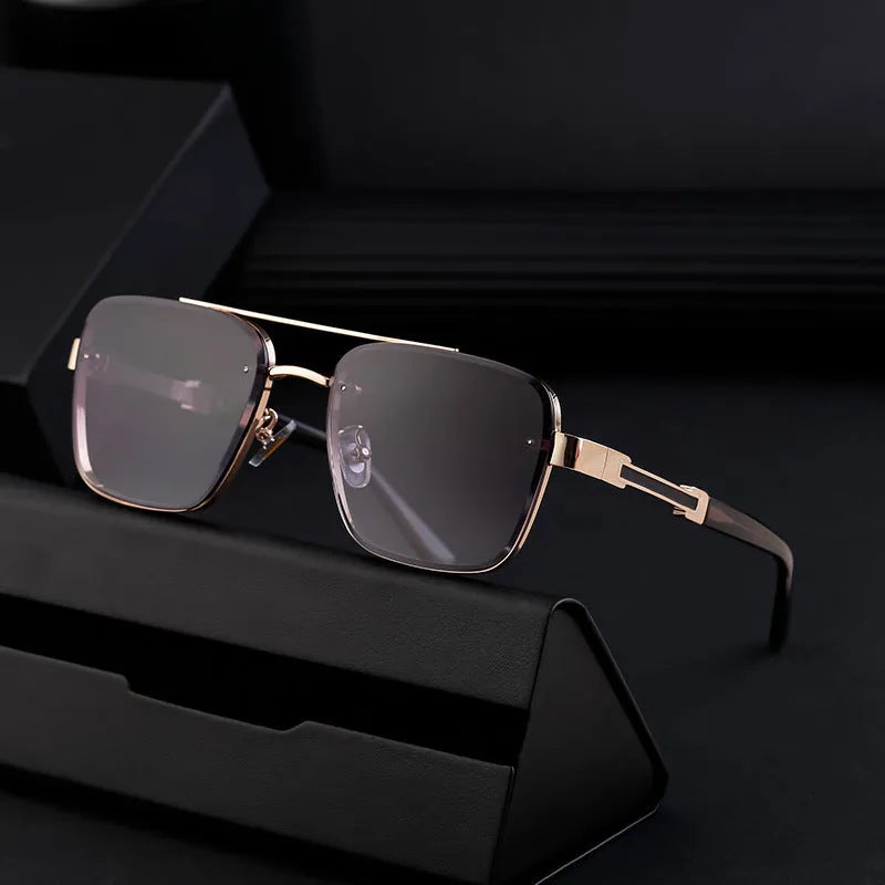 Men's vintage sunglasses with PC lenses in gold gradient blue colour option