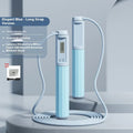 Smart counting skipping rope in light blue with ABS handle and big ball style, packed in stroller bag