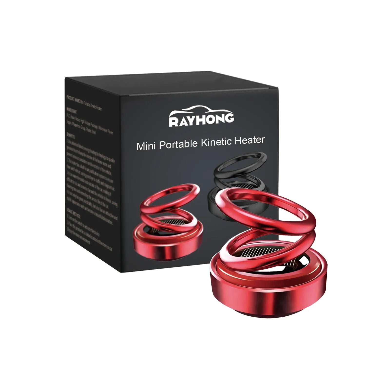Portable miniature vibration radiator in black or red for car heat dissipation, 5.1 by 6 cm.