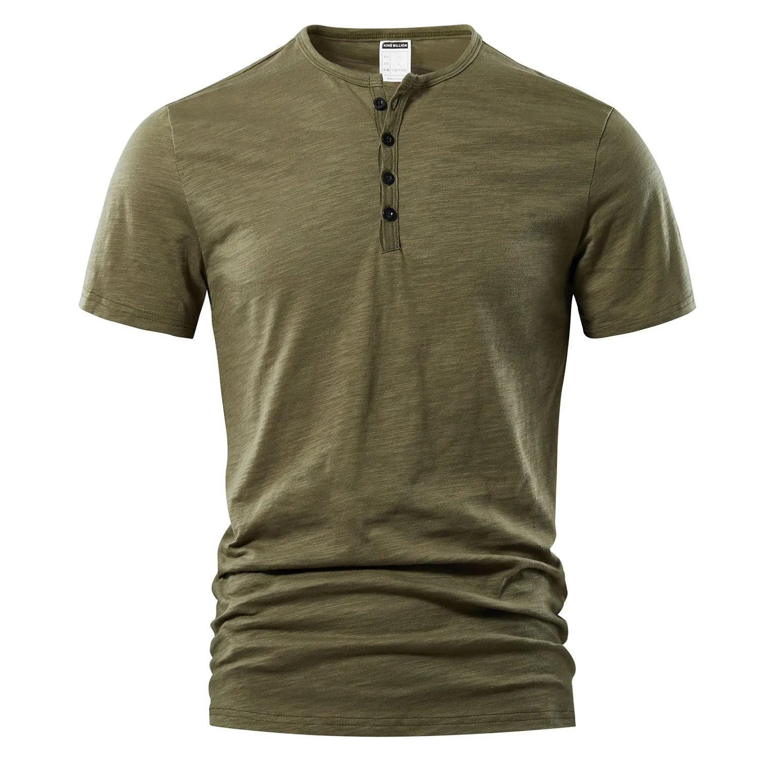 Men's slub cotton short sleeve t-shirt in a solid colour on a hanger