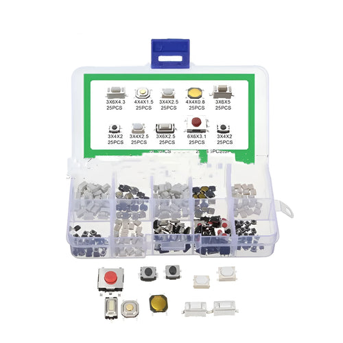 Box of 250 SMT surface mount touch switch patch buttons for industrial-grade circuit board use