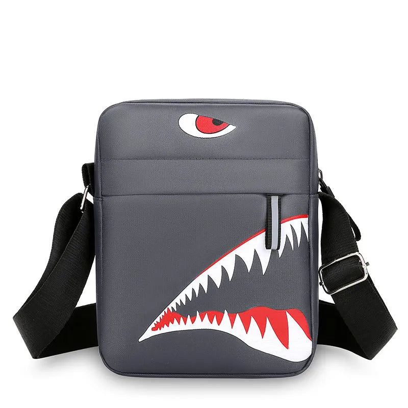 Men's small oxford cloth crossbody bag with animal pattern design in black colour option