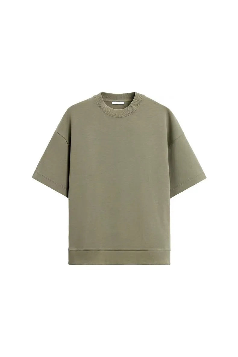 Loose double-sided cloth texture short sleeve and shorts set in polyester available in multiple colours