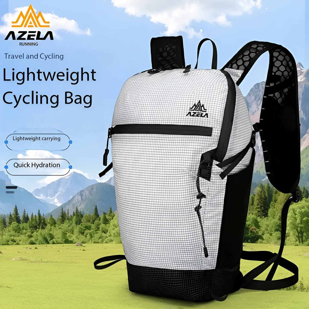 AZELA Grid Pattern Lightweight Hiking Backpack in black with breathable mesh back panel