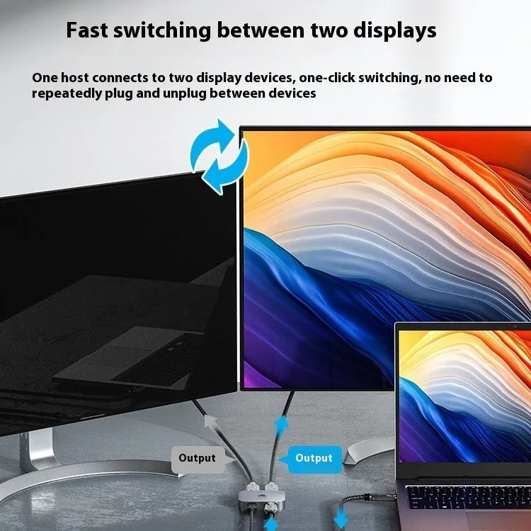 Alloy cable splitter for HD computer audio video to television line conversion in black or grey colour