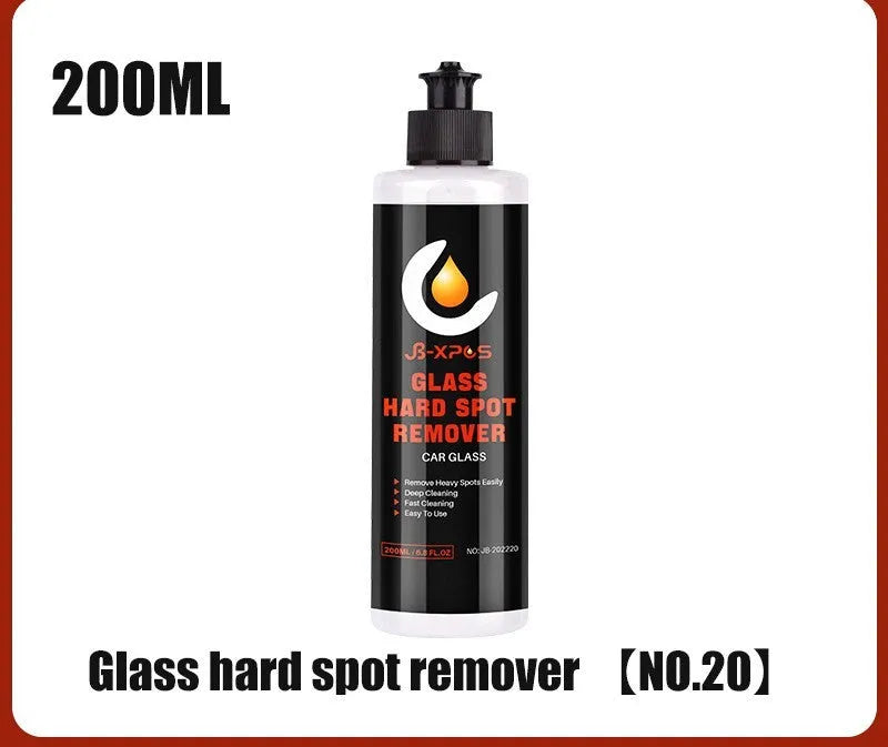 Tube of glass oil film remover cleaning cream for car and window decontamination.